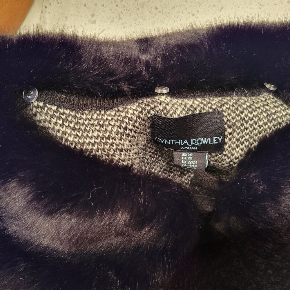 Cynthia Rowley Elegant Black and White Checkered Women's Coat Size 2X - Picture 5 of 9